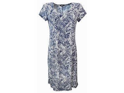 Modro bílé šaty do větších velikostí - vel.40